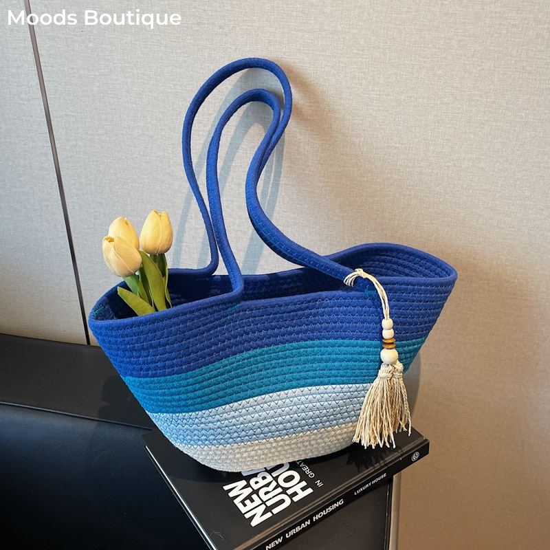 Cotton Rope Woven Design Shoul - Tote Bag Sublimation ulasan dan harga